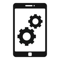 Phone repair gears icon, simple style vector