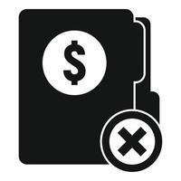 Bankrupt money folder icon, simple style vector