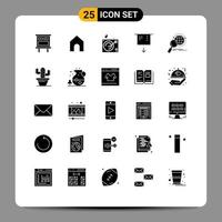 Set of 25 Modern UI Icons Symbols Signs for research globe audio global card Editable Vector Design Elements