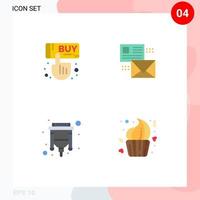 Pack of 4 Modern Flat Icons Signs and Symbols for Web Print Media such as sale mail hand e connector Editable Vector Design Elements