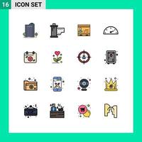 Set of 16 Modern UI Icons Symbols Signs for gauge people hollywood office cards Editable Creative Vector Design Elements