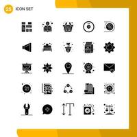 User Interface Pack of 25 Basic Solid Glyphs of disruptive circulation basket abstract plates Editable Vector Design Elements