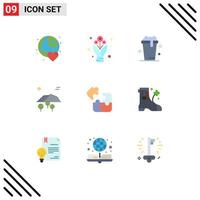 Flat Color Pack of 9 Universal Symbols of business tree roses mountain cleaning Editable Vector Design Elements