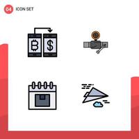 4 User Interface Filledline Flat Color Pack of modern Signs and Symbols of cashless gage transection building delivery Editable Vector Design Elements