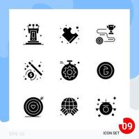 paquete moderno de 9 iconos símbolos de glifos sólidos aislados en fondo blanco para el diseño de sitios web fondo de vector de icono negro creativo