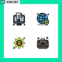 Modern Set of 4 Filledline Flat Colors Pictograph of business cascading live website css Editable Vector Design Elements