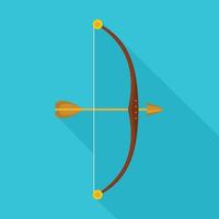 Bow and arrow icon, flat style vector
