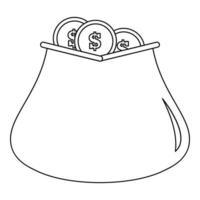 Money bag icon, outline style. vector