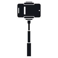 Mobile phone on a selfie stick icon, simple style vector