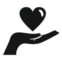 Heart in hand icon, simple style vector