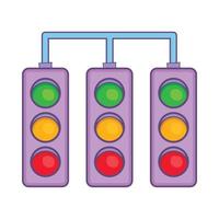 Racing traffic lights icon, cartoon style vector