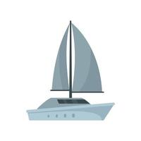 Grey yacht icon, flat style vector