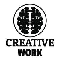 Creative brain work logo, simple style vector