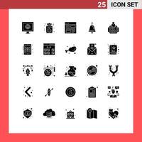 25 Thematic Vector Solid Glyphs and Editable Symbols of technology man development hand watch education Editable Vector Design Elements