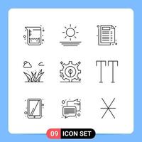 9 Line Black Icon Pack Outline Symbols for Mobile Apps isolated on white background 9 Icons Set Creative Black Icon vector background