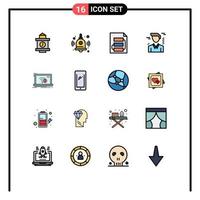 Universal Icon Symbols Group of 16 Modern Flat Color Filled Lines of lost error planning connection man Editable Creative Vector Design Elements