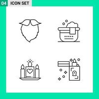 Pack of 4 Line Style Icon Set Outline Symbols for print Creative Signs Isolated on White Background 4 Icon Set Creative Black Icon vector background