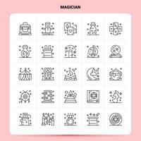 OutLine 25 Magician Icon set Vector Line Style Design Black Icons Set Linear pictogram pack Web and Mobile Business ideas design Vector Illustration