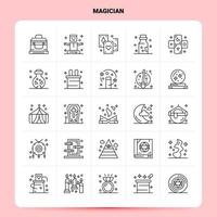 OutLine 25 Magician Icon set Vector Line Style Design Black Icons Set Linear pictogram pack Web and Mobile Business ideas design Vector Illustration