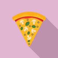 Vegan pizza slice icon, flat style vector