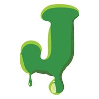 Letter J made of green slime vector