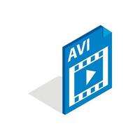 icono de extensión de archivo avi, estilo 3d isométrico vector