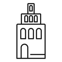 icono de la torre del edificio de riga, estilo de esquema vector