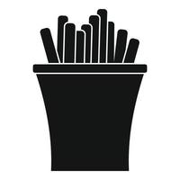 French fries icon, simple black style vector