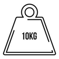 10 kg force weight icon, outline style vector