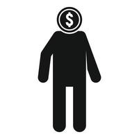 corredor de dinero, hombre, icono, simple, estilo vector