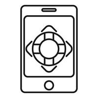 icono del centro de servicio de la tableta, estilo de esquema vector