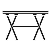 Folding long table icon, simple style vector