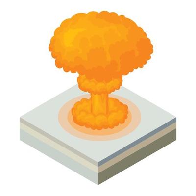 Nuclear explosion icon, cartoon style