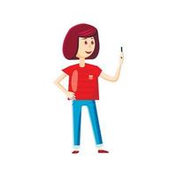 Standing girl taking selfie photo icon vector