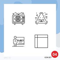 Set of 4 Modern UI Icons Symbols Signs for news class world wide item room Editable Vector Design Elements