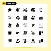 Universal Icon Symbols Group of 25 Modern Solid Glyphs of signal steel office antenna finance Editable Vector Design Elements