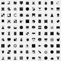 Set of 100 Universal Solid Icons vector