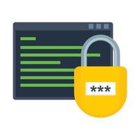 Secured program icon, flat style vector