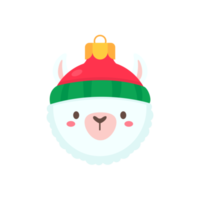 Bola de Navidad con cara de animal con un sombrero de lana rojo para decoración de Navidad png