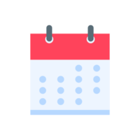 Calendar icon. A red calendar for reminders of appointments and important festivals in the year. png