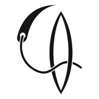 Suture needle icon, simple style vector