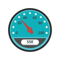 Blue speedometer icon, flat style vector