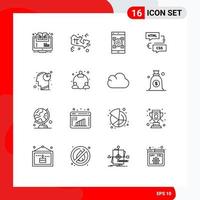 User Interface Pack of 16 Basic Outlines of development coding treasure scanner qr Editable Vector Design Elements