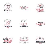 happy fathers day 9 Black and Pink text design Vector calligraphy Typography poster Usable as background Editable Vector Design Elements