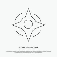 Compass Navigation Way Line Icon Vector