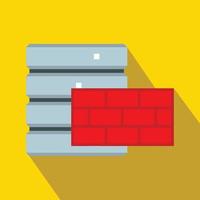 Database and red brick wall icon, flat style vector