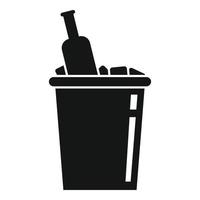 Ice bucket bottle icon, simple style vector