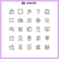 Universal Icon Symbols Group of 25 Modern Lines of estate office optimization laptop question mark Editable Vector Design Elements