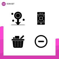 Glyph Icon set Pack of 4 Solid Icons isolated on White Background for responsive Website Design Print and Mobile Applications Creative Black Icon vector background