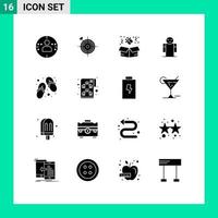 Pictogram Set of 16 Simple Solid Glyphs of slippers footwear birthday person hands Editable Vector Design Elements